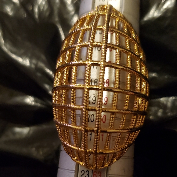 Large Estate Gold Plated Fashion Dome Open Basket Weave Ring - Size 8 New READ⬇️ - Picture 7 of 9